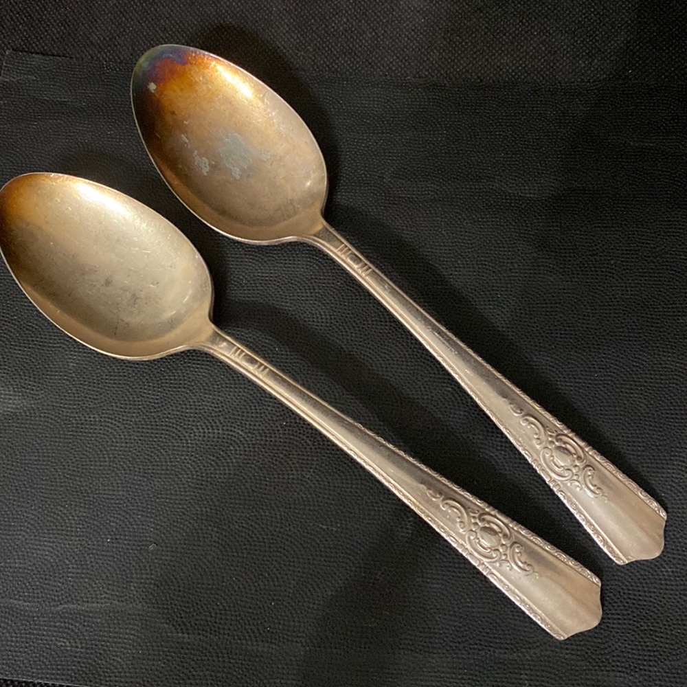 Harmony House Silver Plate Aa+ Vintage 1944 set of 2 Serving Spoons